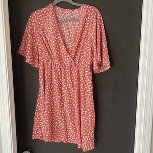 Coral mid-thigh empire waist dress